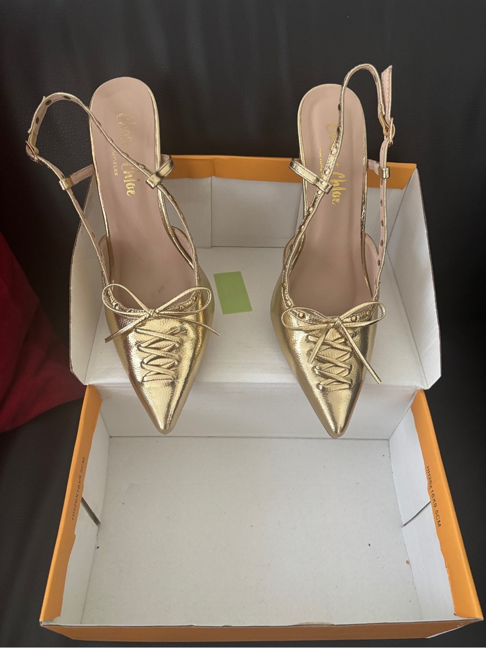 Alexandre Birman Gold Pointed Slingback Lace-Up Mules - Picture 3 of 6